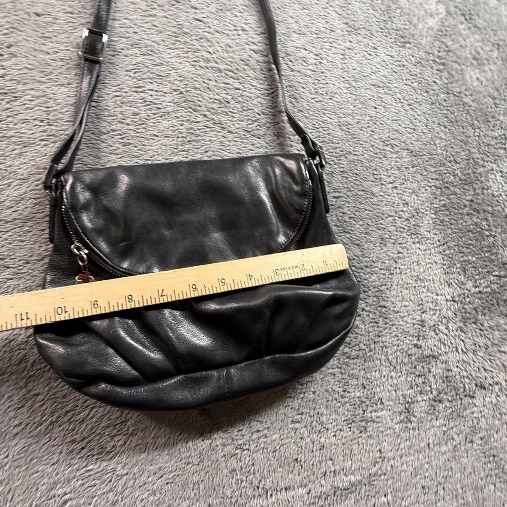Margot Anthropologie Black Leather Crossbody Foldover Purse Bag Adjustable - Picture 8 of 10